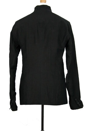 Masnada Men Jacket Black linen, slight crinkle finish jacket view 3